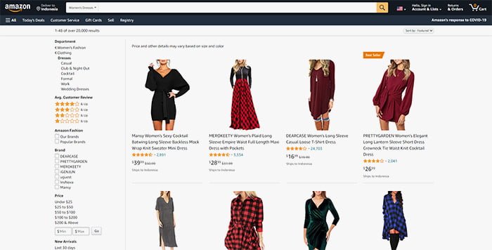 amazon dalam menampilkan foto pakaian