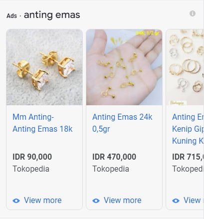 contoh iklan produk pada halaman mesin pencari google