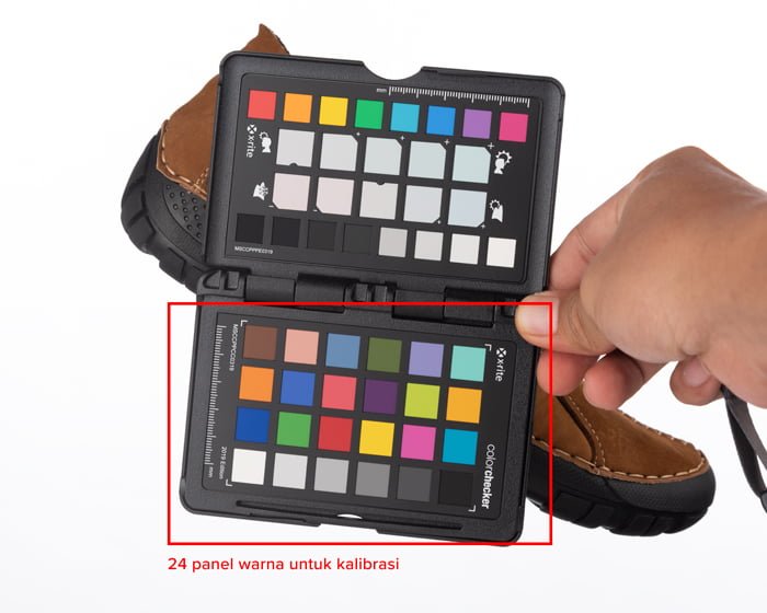 24 warna yang belum dikalibrasi pada x-rite color checker passport 2